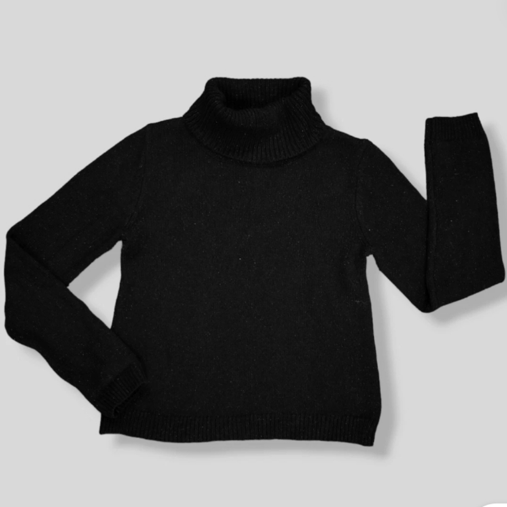 Cynthia Rowley Girls Metallic Black TurtleNeck Sweater
